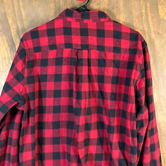 Eddie Bauer Mens Shirt Red Black Plaid Button Down Long Sleeve 100% Cotton XL - Picture 11 of 12